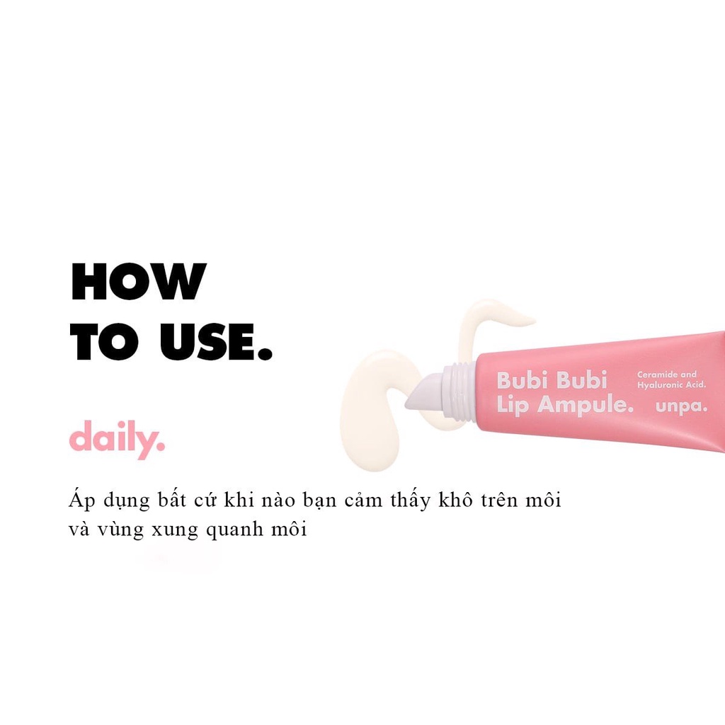 Tinh Chất Dưỡng Môi Căng Mọng Và Dưỡng Ẩm Sâu Unpa Bubi Bubi Lip Ampoule 10g