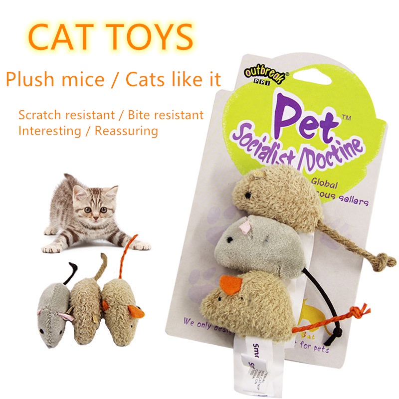 Set 3 Đồ Chơi Chuột Nhồi Bông Dễ Thương Cho Mèo Cưng
