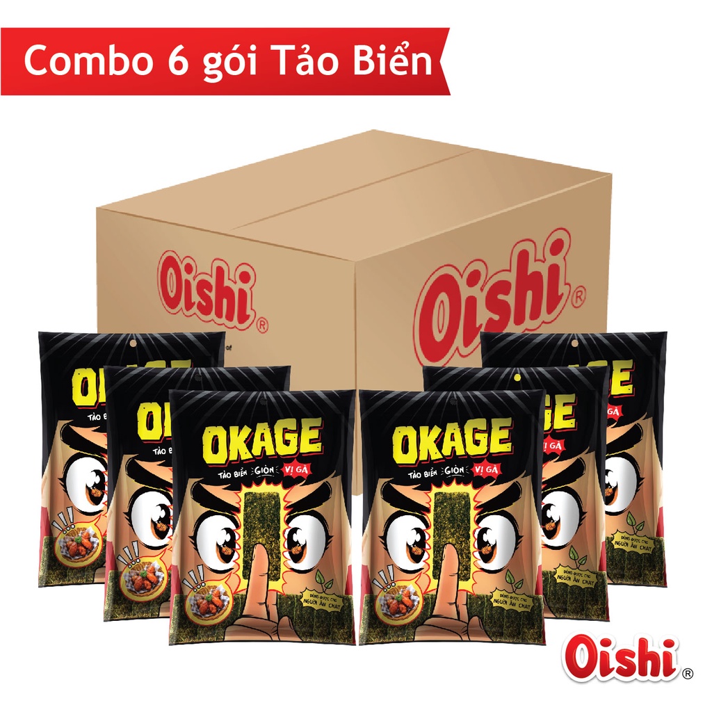 Combo 6 gói Tảo Biển Okage Giòn Vị Gà (32gr/ gói)