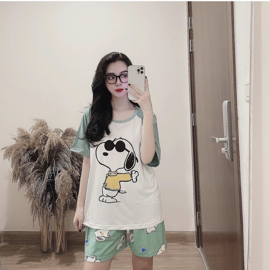 Bộ Mặc Nhà Họa Tiết Hình Thú Xinh Xắn hottrend Bộ quần áo ngủ cộc tay hè chất mát hoạ tiết cute