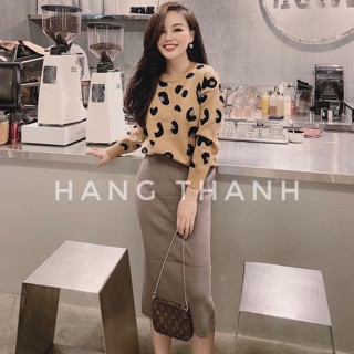 Set đầm len đốm
