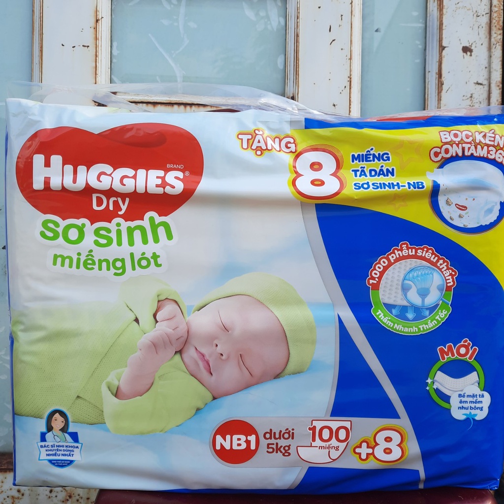 Tả dán sơ sinh huggies  mẫu mới, bỉm huggies bọc kén 360 độ s56 miếng tặng 10 miếng  (S56, NB58+2, NB1 100, NB2 60)