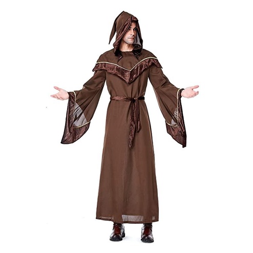 Halloween Trang Phục Pháp Sư Phù Thủy Nâu Viền Vàng - 5146
