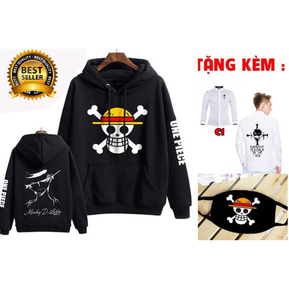 [  RÊ VÔ ĐỊCH ] 🔥HOT🔥 🔥Combo áo Hoodie One Piece tặng kèm bịt mặt áo sơ mi One Piece cực ngầu chất lượng.