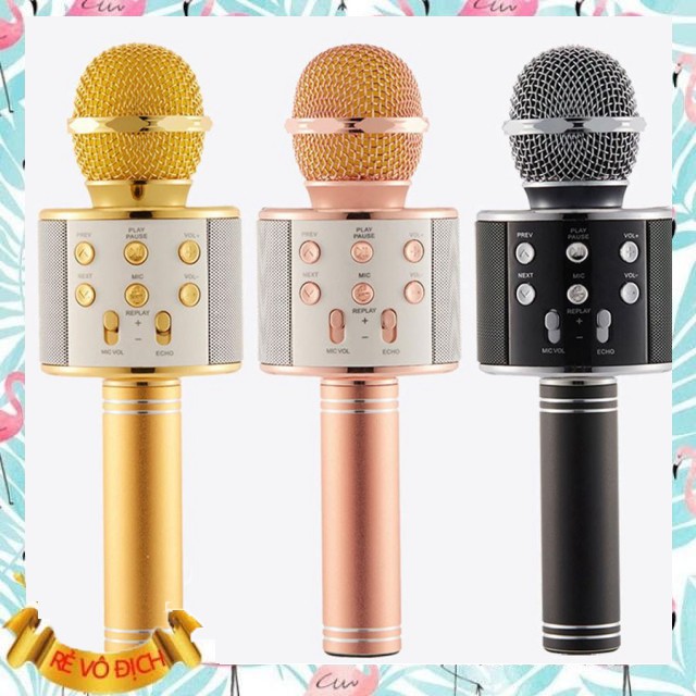 Míc hát karaoke (Xả Kho) Míc bluetooth WS-858 ĐA NĂNG 6 TRONG 1 HÁT KARAOKE, BẢO HÀNH 3 THÁNG Gía Sỉ=Gía Lẻ