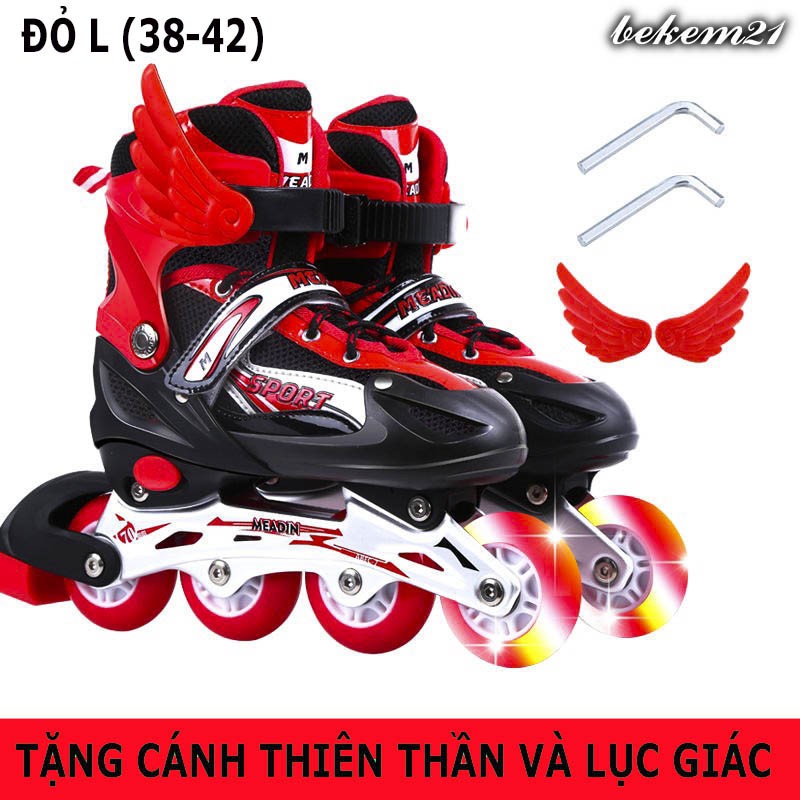 Giày trượt patin Sport cao cấp phát sáng dành cho trẻ em người lớn có thể điều chỉnh to nhỏ mẫu mới