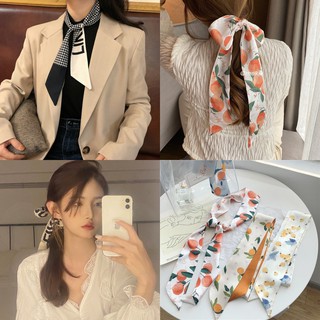 Khăn Lụa Quàng Cổ In Họa Tiết Quả Bơ Phong Cách Vintage Hàn Quốc