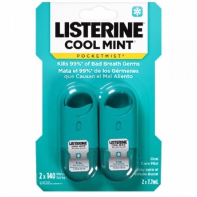 Bộ 2 chai nước xịt thơm miệng Listerine Pocketmist của Mỹ