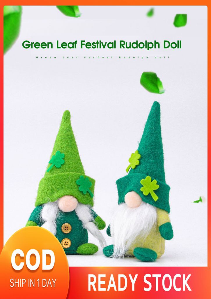 COD&Ready Stock St. Patrick’s Day Green Hat Doll Doll Irish Day Clover Faceless Old Man ZARAN