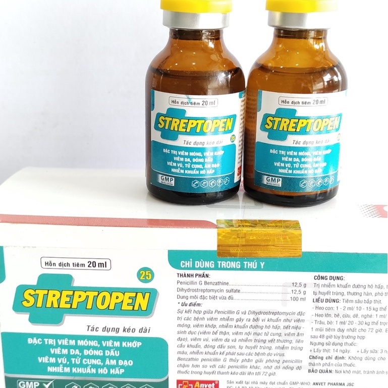 STREPTOPEN 20ML dùng cho heo trâu bò dê cừu