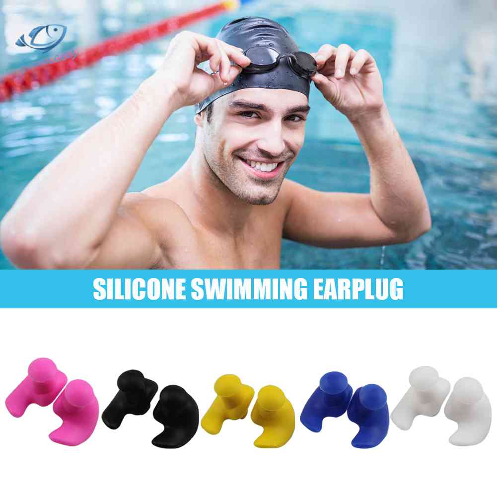 1 Cặp Nút Bịt Tai Bằng Silicone Chống Nước Tiện Dụng Khi Đi Bơi