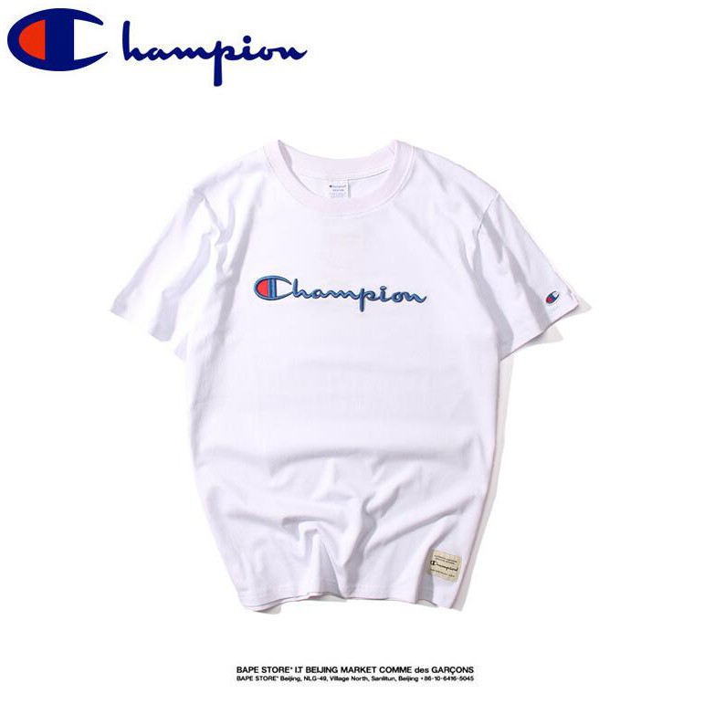 Áo thun cotton ngắn tay thêu chữ Champion cho nam nữ | BigBuy360 - bigbuy360.vn