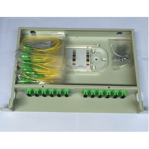 Hộp phối quang 24 sợi / ODF 24FO dạng khay trượt gắn tủ Rack 19” đầy đủ phụ kiện. Bảo hành 12 tháng