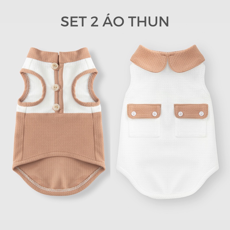 Áo ba lỗ, áo thun cho chó mèo 2 mẫu chất liệu cotton