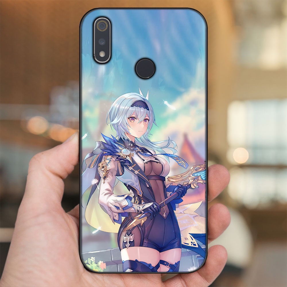Ốp lưng Realme 3, 3 Pro viền đen in hình Eula Genshin Impact