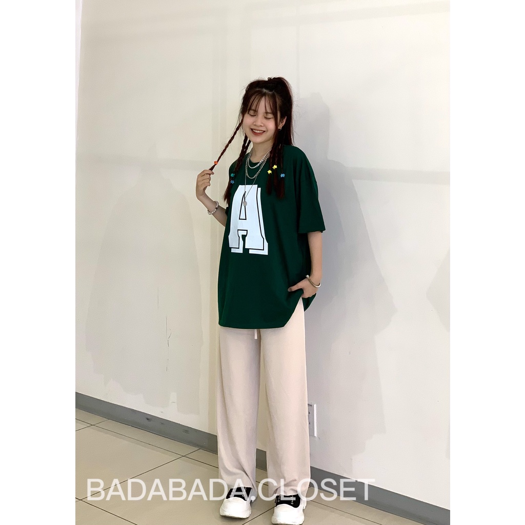 Set áo thun form rộng chữ A phối quần dài ống rộng cá tính/ Bộ đồ phông tay lỡ kèm quần suông cạp cao ulzzang
