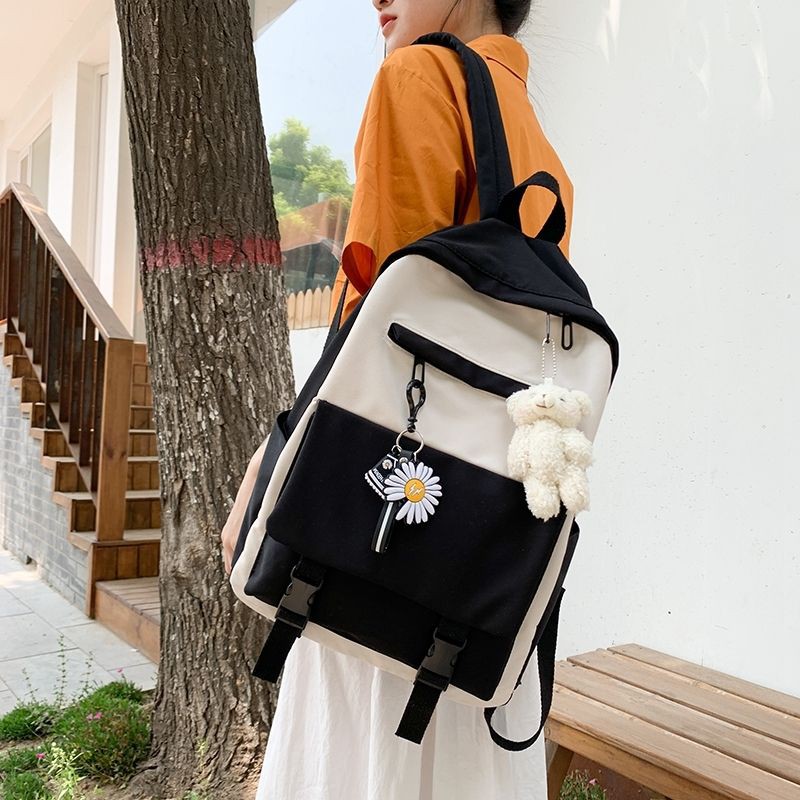 nhập quảng châu  Balo thời trang chống thấm nước hoa cúc siêu xinh cho bạn nữ kèm móc gấu