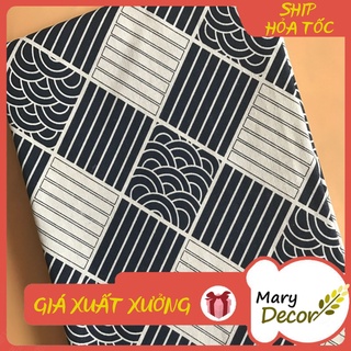 Vải linen họa tiết Sóng Nhật Bản V-B07