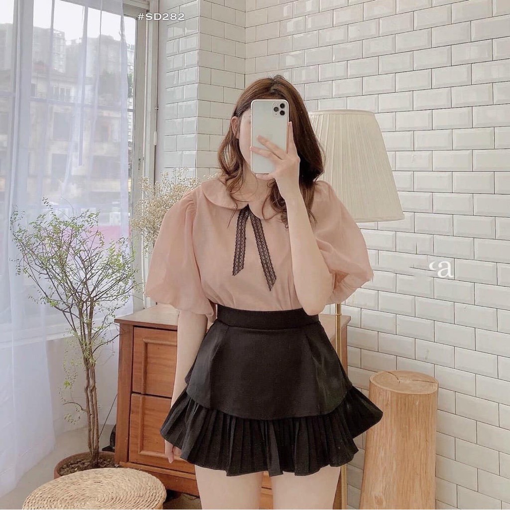 Áo Sơ Mi Bánh Bèo Mix Chân Váy Kẻ Karo Cho Nữ Hàng Loại I Cực Xinh | BigBuy360 - bigbuy360.vn