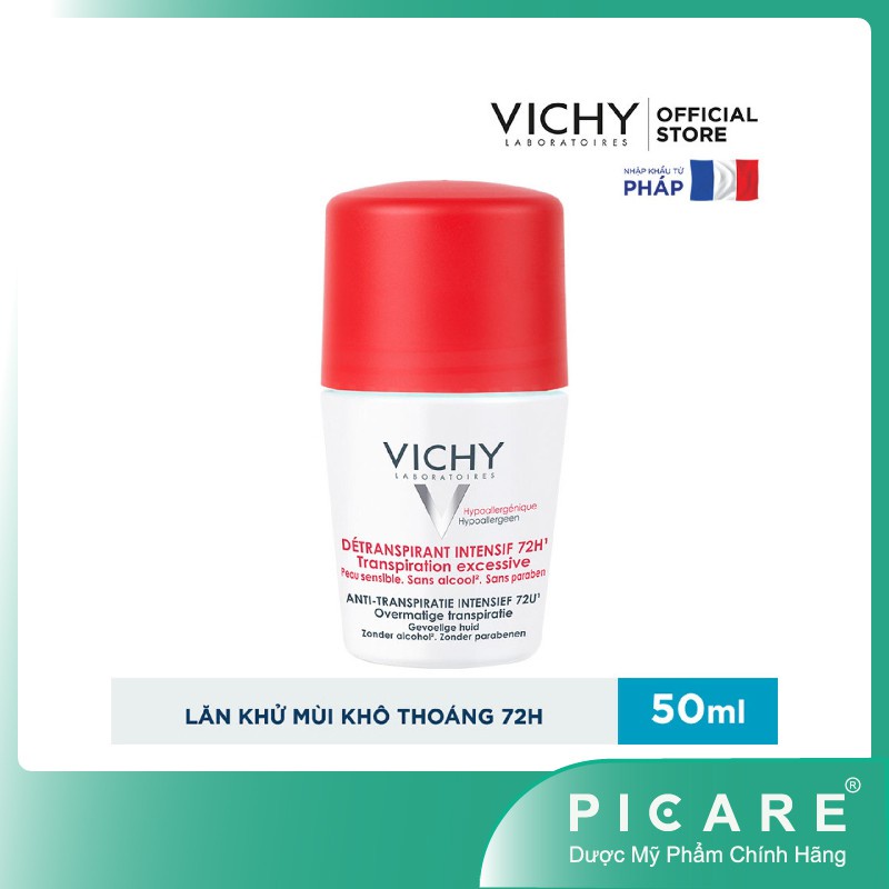 LĂN GIÚP KHÔ THOÁNG VÙNG DA DƯỚI CÁNH TAY VICHY DÉTRANSPIRANT INTENSIF 72H TRANSPIRATION EXCESSIVE 50ML - 9555