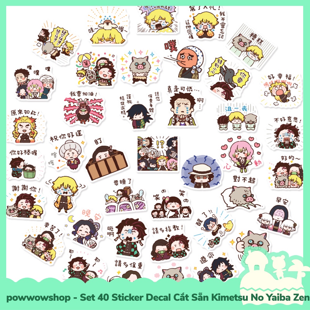 [Sẵn VN - Hỏa Tốc] Set 40 Sticker Mini Decal Dán Trang Trí Vật Dụng Mẫu Kimetsu No Yaiba The Days Of Zenitsu