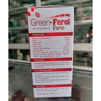 Viên sắt hữu cơ GREEN-FEROL hỗ trợ tạo hồng cầu giảm thiếu máu LAHUTU