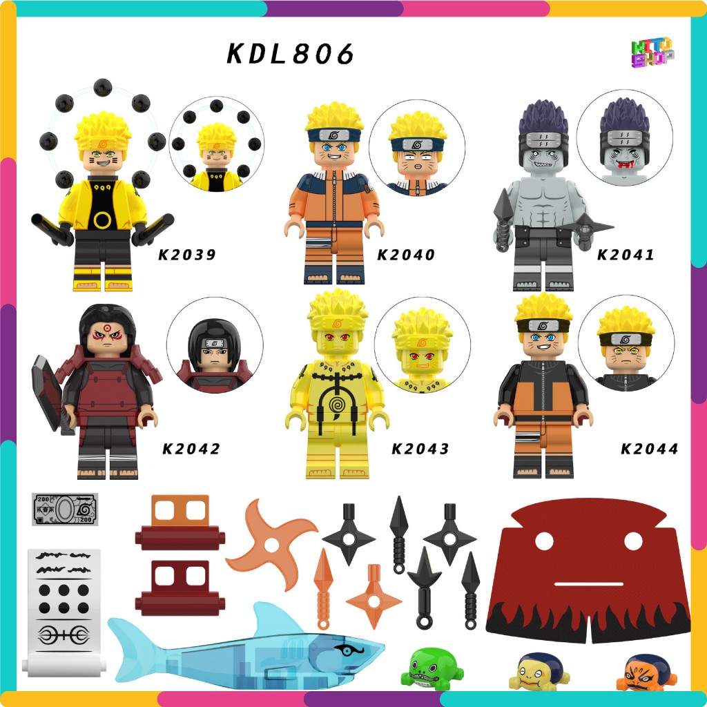 Đồ Chơi Xếp Hình Lego Minifigures Mô Hình Nhân Vật Hoạt Hình Naruto, Hokage, Sasuke KDL806