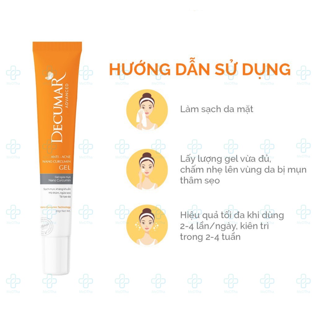 Decumar Advanced Anti-Acne Nano Curcumin (CVI) - Gel Hỗ trợ Ngừa Mụn, Giảm Thâm Mụn, Mờ Sẹo (Tuýp 20g) [Chính Hãng]