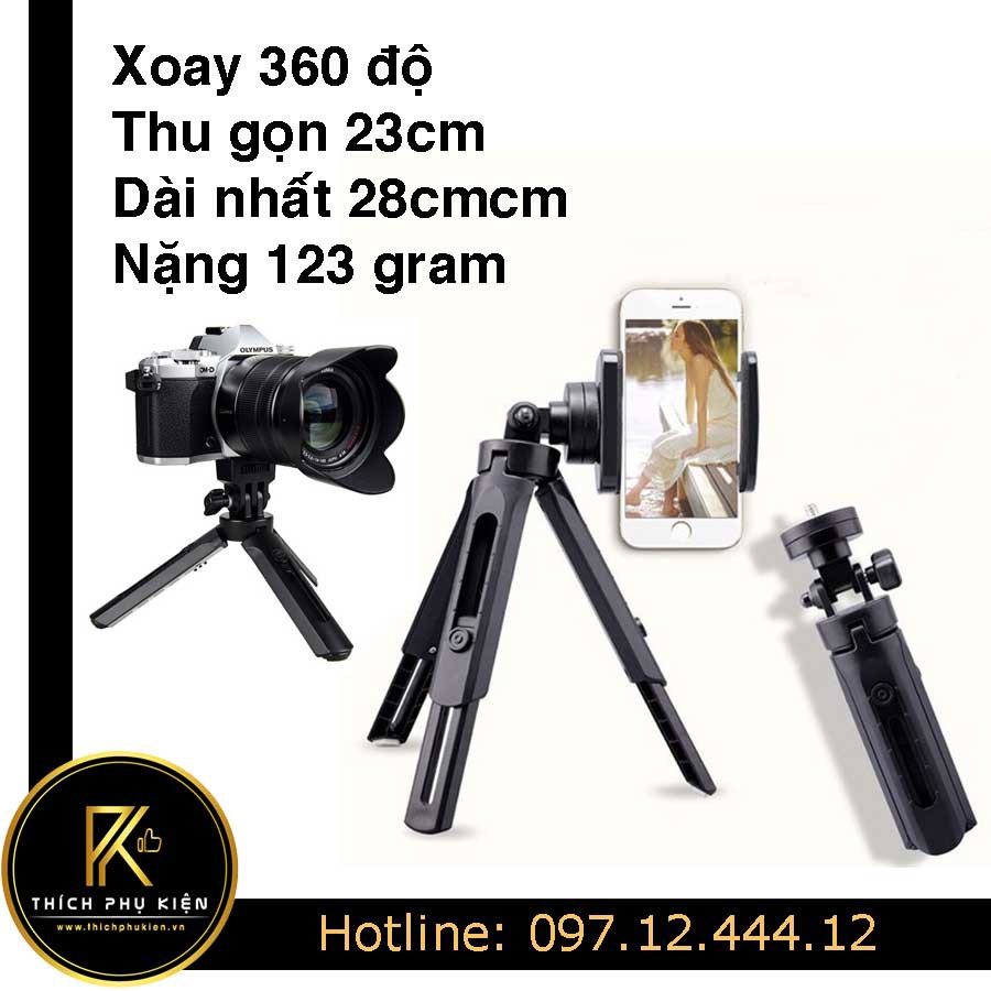 Giá đỡ Tripod Mini 3 chân cho điện thoại, máy ảnh xoay 360 độ - MT01