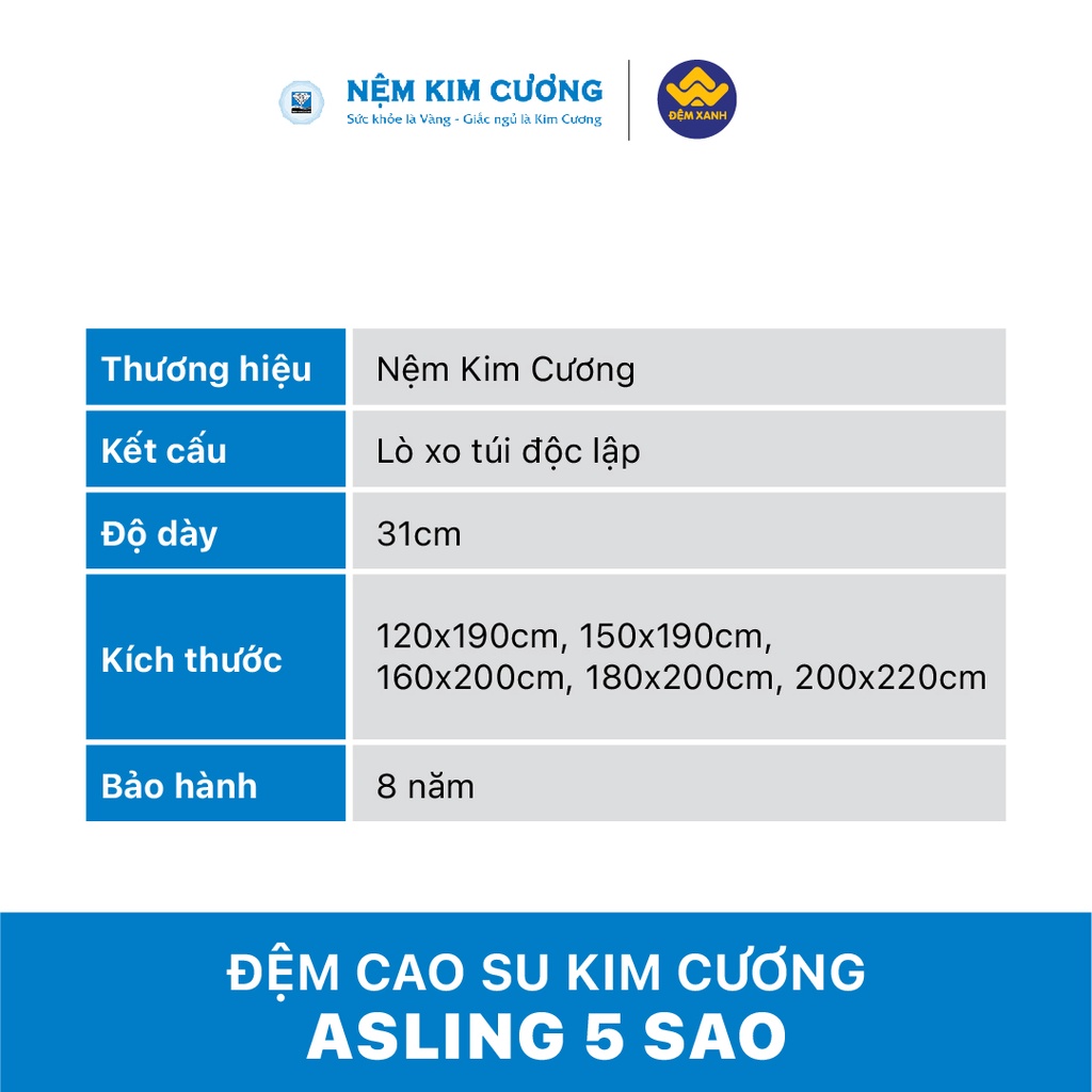 Đệm lò xo Kim Cương AsLing 5 sao