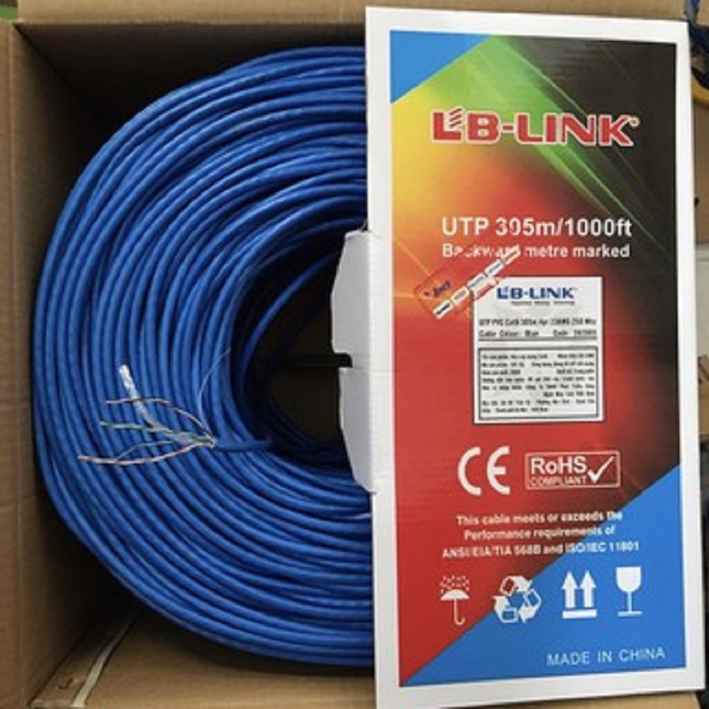 Cuộn dây cáp mạng LB-LINK Cat6 UTP CCA BR 0.4mm(Giá buôn - Cả cuộn 305m) màu xanh hoặc trắng