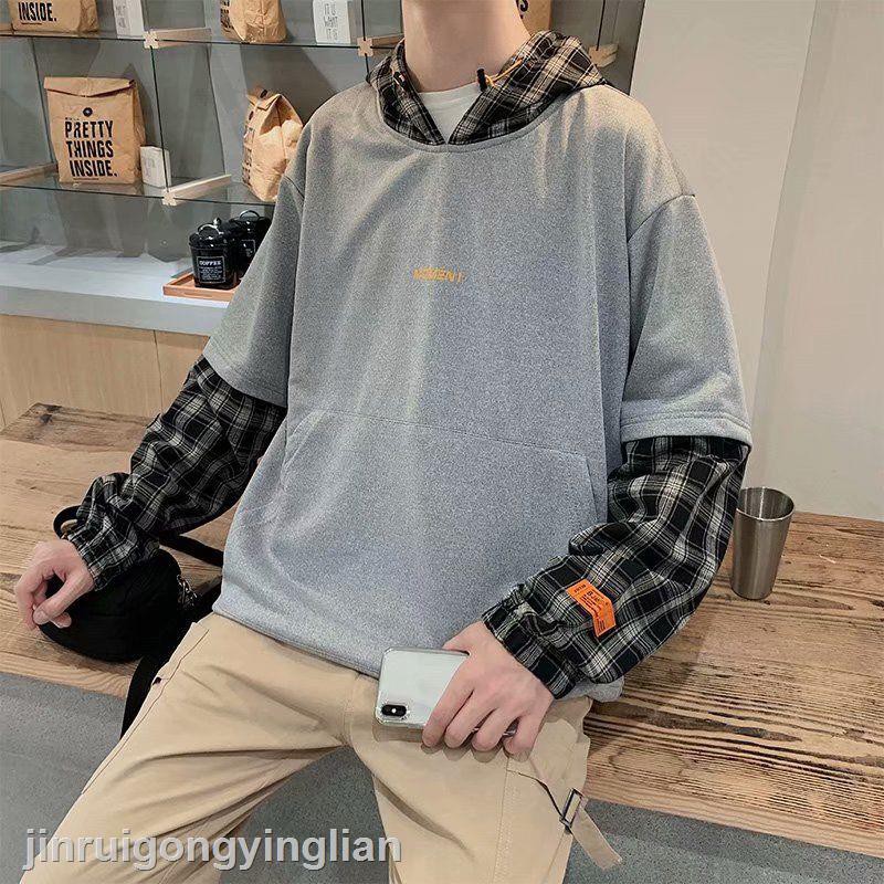 Áo Hoodie Giả Hai Lớp Thời Trang Mùa Thu Cho Nam Sinh