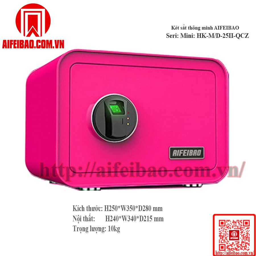 Két sắt mini vân tay Aifeibao HK-M/D-25II-QCZ hồng