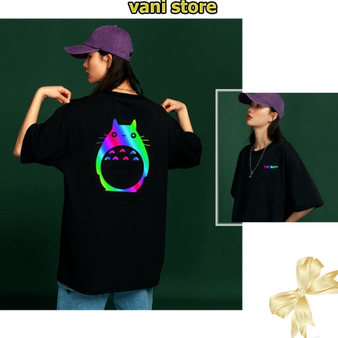 [Tặng Quà] Áo thun unisex tay lỡ Totoro siêu đáng yêu phản quang 7 màu . | BigBuy360 - bigbuy360.vn
