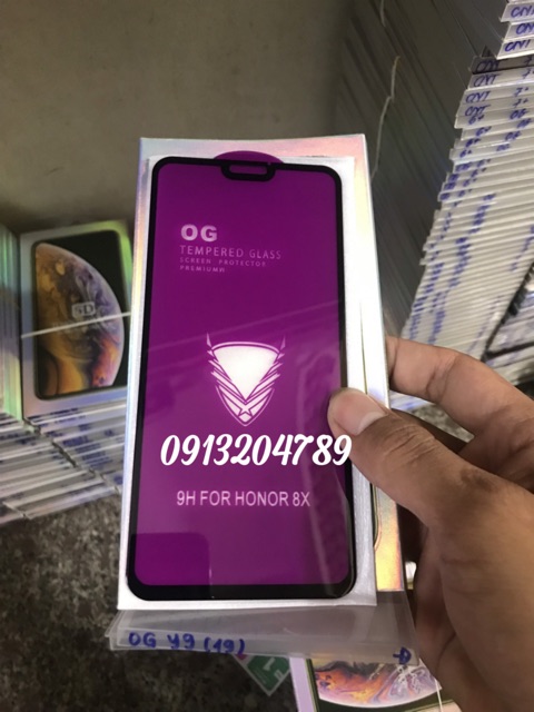 Kính OG full màn Honor 8X / Y9 -2019 khoan không thủng