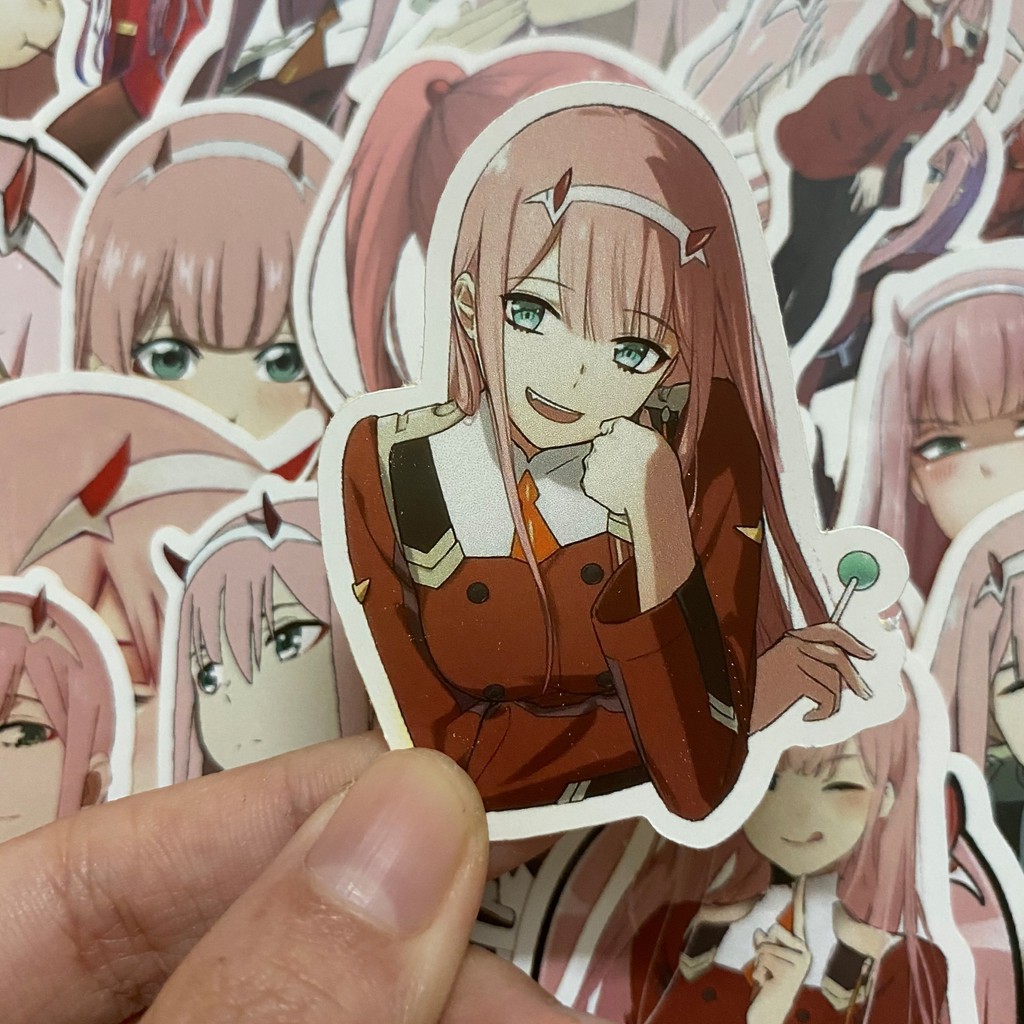 Bộ hình dán - sticker anime Zero Two - Darling in the Franxx dán trang trí laptop,máy tính bỏ túi,vali,điện thoại