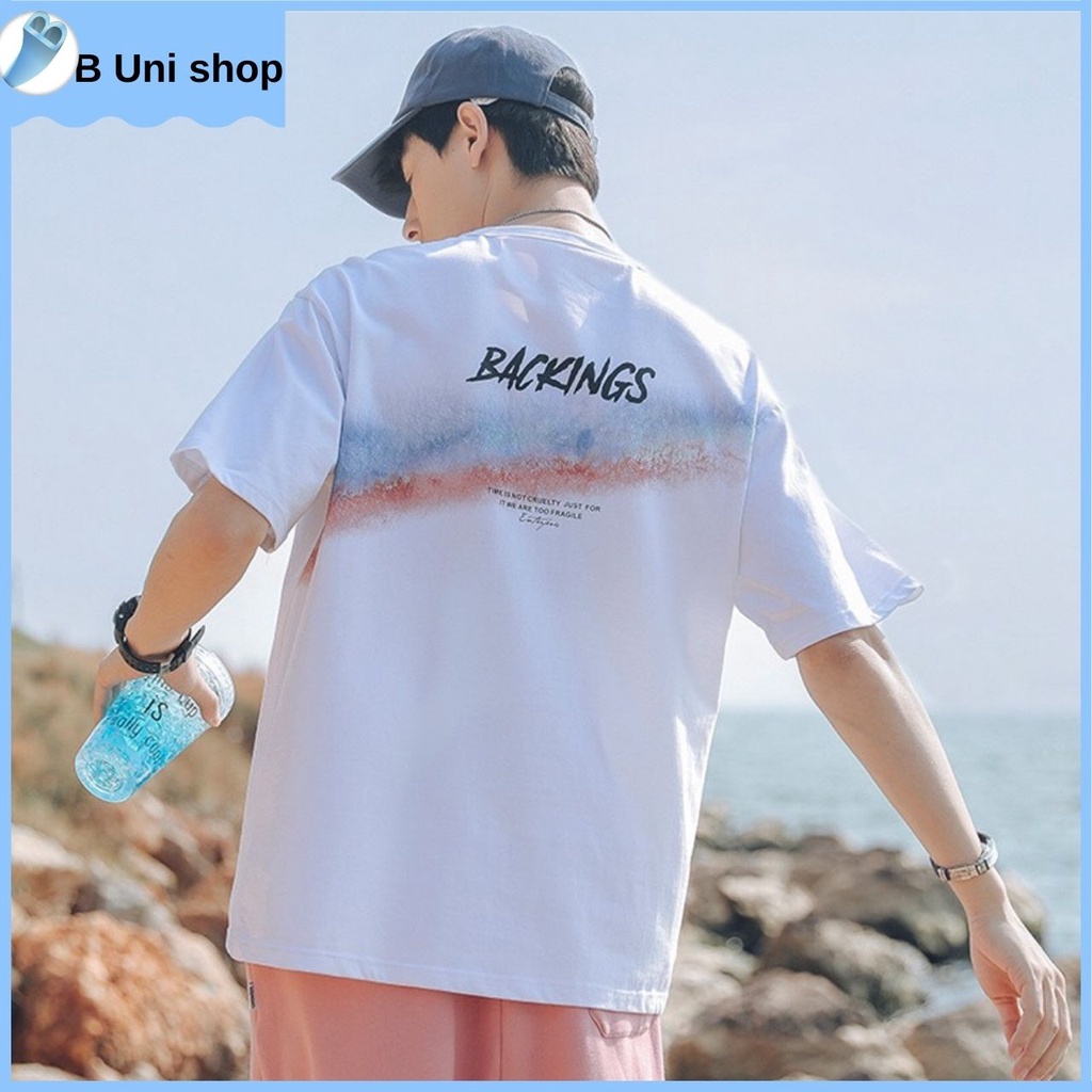 Áo phông nam, áo thun nam cổ tròn,cộc tay, họa tiết cầu vồng, chất cotton đẹp_ B Uni Shop_ B Uni Shop