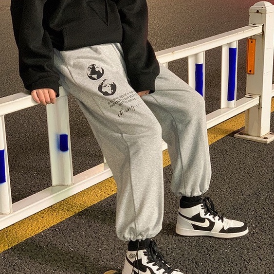 ❤️ Giá sỉ - mẫu hót ❤️ Quần Jogger in hình trái đất ống suông nam nữ unisex form rộng rút dây bo gấu vải mịn mềm mát