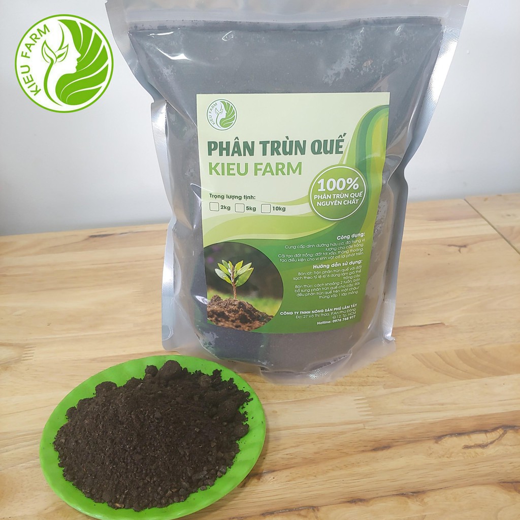 Phân trùn quế giảm ẩm 35% hữu cơ nguyên chất 10kg_Kieufarm