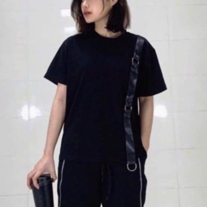 Áo cộc nữ phủ quần chất cotton đính dây GAHIKHA
