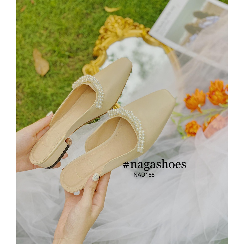 DÉP SỤC NAGASHOES ĐÍNH CHUỖI NGỌC 2CM NAD168