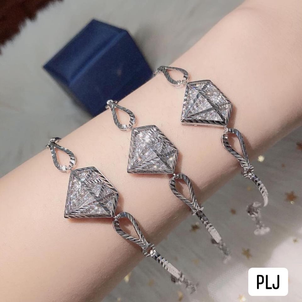 Lắc tay bạc ta mặt km cương có xi vàng và xi trắng