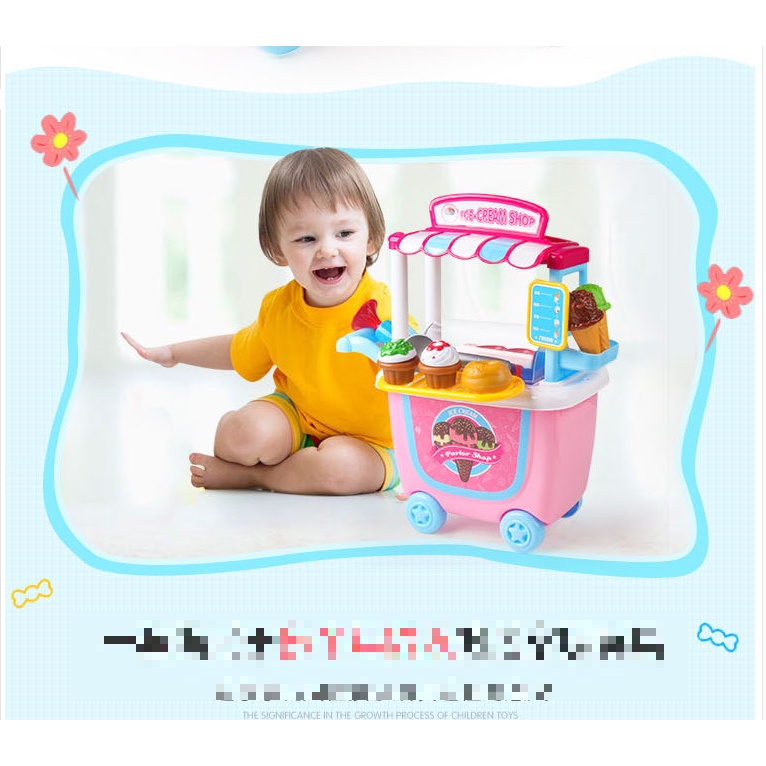 [Hàng mới về] Đồ chơi xe đẩy bán Kem, Trang điểm, Bác sĩ, Kĩ sư, Siêu thị, Nấu ăn cho bé