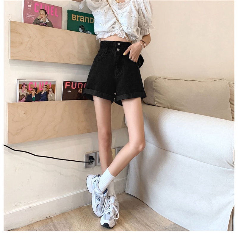 Quần Short Jean Ống Rộng Lưng Cao Dáng Chữ a Plus Size Thời Trang Mùa Hè 2021