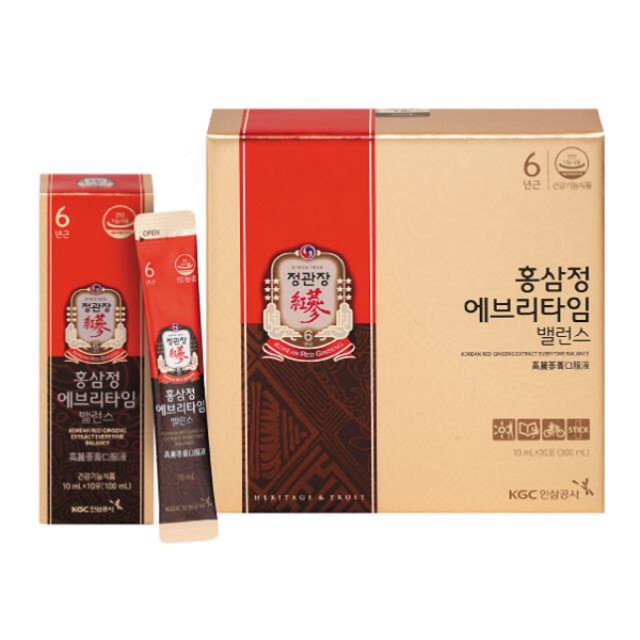 Tinh Chất Hồng Sâm Pha Sẵn Extract Everytime Balance Hộp 30 gói x 10ml KGC Cheong Kwan Jang
