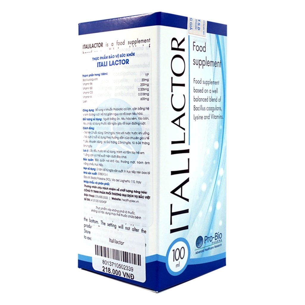 Men vi sinh ItaliLactor bổ sung lợi khuẩn cho trẻ nhỏ chai 100ml