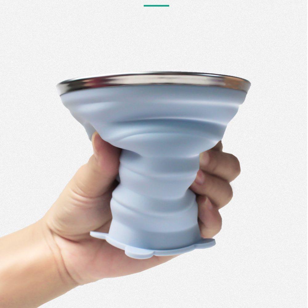 PISTA Cốc Uống Nước Bằng Silicone Thép Không Gỉ Có Thể Gấp Gọn Tiện Lợi