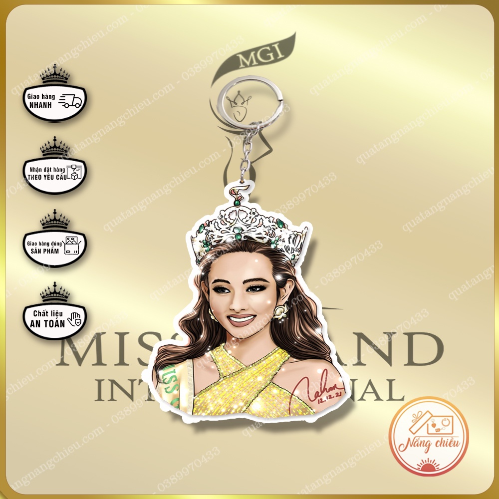 Móc khóa chibi in hình hoa hậu Thùy Tiên xinh đẹp, Phụ kiện treo xe, quà tặng sinh nhật ý nghĩa