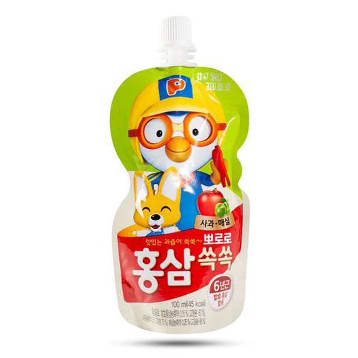 NƯỚC UỐNG HỒNG SÂM PORORO PALDO 100ML (2y+)- 3 Hương Vị Cam - Việt Quất - Táo