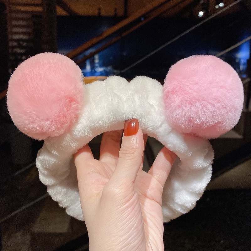 Băng đô tai gấu 3D vải nhung siêu mềm mượt, băng đô cài tóc trang điểm tai gấu tròn, Turban phong cách Hàn Quốc